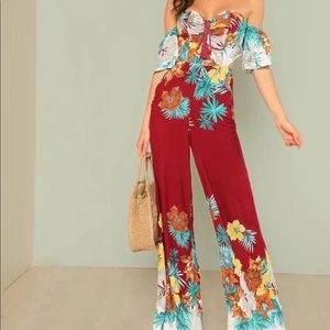 Tropical Off Shoulder Jumpsuit
